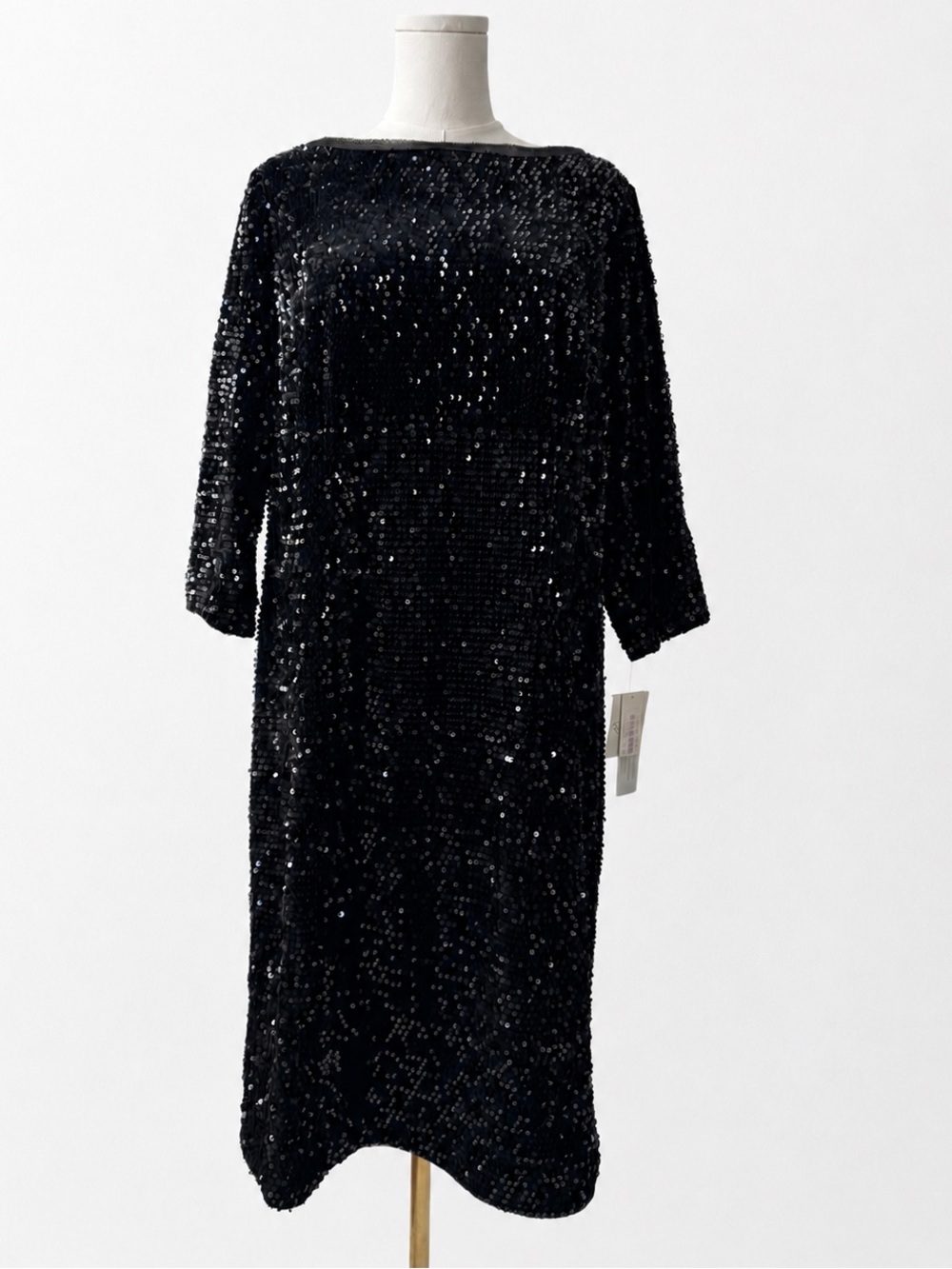 NWT Eliza J Black Sequin Cocktail Dress Open Back Party Glam 16W